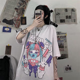T-shirt blanc noir gris manga harajuku egirl weeb japonais-T-Shirts-THE FASHION PARADOX