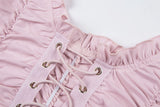 Crop top froncé rose pastel cute caraco corseté aesthetic-Top-THE FASHION PARADOX