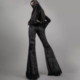 Pantalon noir goth witch vintage en velours évasé patte d'eph - Pantalons - THE FASHION PARADOX