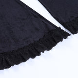 Pantalon noir goth witch vintage en velours évasé patte d'eph - Pantalons - THE FASHION PARADOX