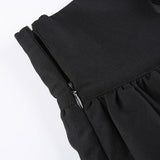 Mini jupe noire punk rock à volants et tulle avec ceinture corsetée-Jupes-THE FASHION PARADOX