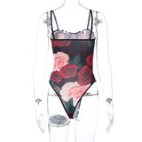 Body en resilles fines motif floral ²roses roses aesthetic goth-Bodys-THE FASHION PARADOX