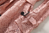 Veste mi-saison guipure dentelle rose pastel bleu marine-Vestes et manteaux-THE FASHION PARADOX