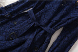 Veste mi-saison guipure dentelle rose pastel bleu marine-Vestes et manteaux-THE FASHION PARADOX