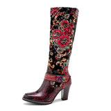Bottes en cuir colorées vintage avec broderies florales-Chaussures-THE FASHION PARADOX