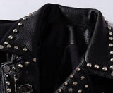 Blouson perfecto noir punk rock à franges imprimé dans le dos-Vestes et manteaux-THE FASHION PARADOX