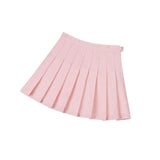 Mini jupe ecolière plissée carreaux tartan rose pastel-Jupes-THE FASHION PARADOX