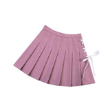 Mini jupe ecolière plissée carreaux tartan rose pastel-Jupes-THE FASHION PARADOX