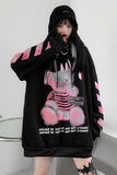 Sweatshirt noir oversize motif japonais ours en peluche egirl-Top-THE FASHION PARADOX