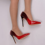 Escarpins dégradés rouges et noirs gothique rock à piques-Chaussures-THE FASHION PARADOX