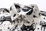 Chemisier noir ou blanc motif chats cristaux witch creepy cute-Top-THE FASHION PARADOX