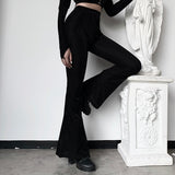 Pantalon noir taille haute en velours cotelé gothique witch-Pantalons-THE FASHION PARADOX