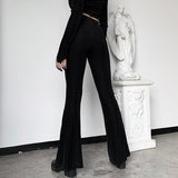 Pantalon noir taille haute en velours cotelé gothique witch-Pantalons-THE FASHION PARADOX