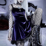 Robe patineuse en velours noir ou violet pastel goth witch-Robes-THE FASHION PARADOX