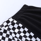 Mini jupe patineuse grunge aesthetic noir et blanche damier-Jupes-THE FASHION PARADOX