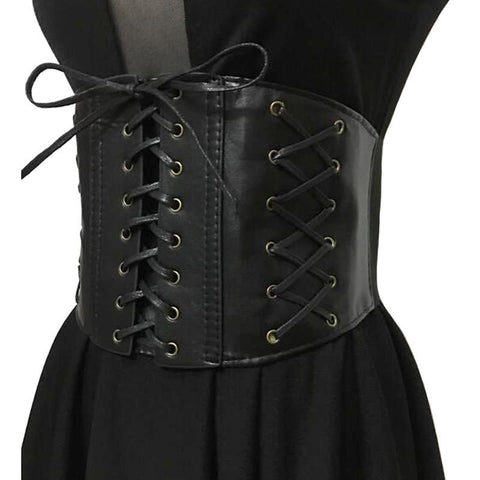 Ceinture dark serre-taille simili-cuir noir corsetée avec laçages - Ceinture et harnais - THE FASHION PARADOX