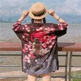 Kimono imprimé "poisson et fleurs" style japonais - Kimono - THE FASHION PARADOX