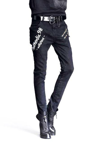 Jean slim taille haute style biker - Pantalons - THE FASHION PARADOX