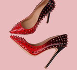 Escarpins dégradés rouges et noirs gothique rock à piques-Chaussures-THE FASHION PARADOX