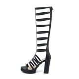 Sandales à talon montantes style spartiates noires ou blanches - Chaussures - THE FASHION PARADOX
