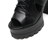 Bottines sandales goth ouvertes noires à talons et plateformes - Chaussures - THE FASHION PARADOX