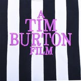 Crop top caraco rayé noir et blanc bretelles, brodé Tim Burton Film - Top - THE FASHION PARADOX
